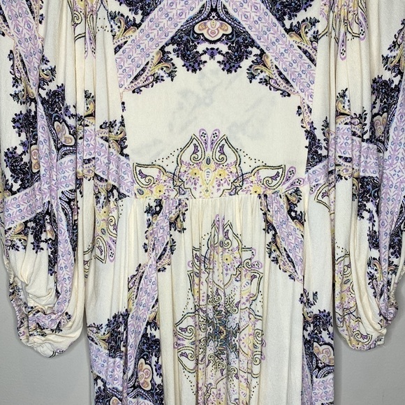 Free People Tunic GirlTalk Boho Blouse Puff Balloon Sleeves Side Pockets Size XS - Picture 11 of 16